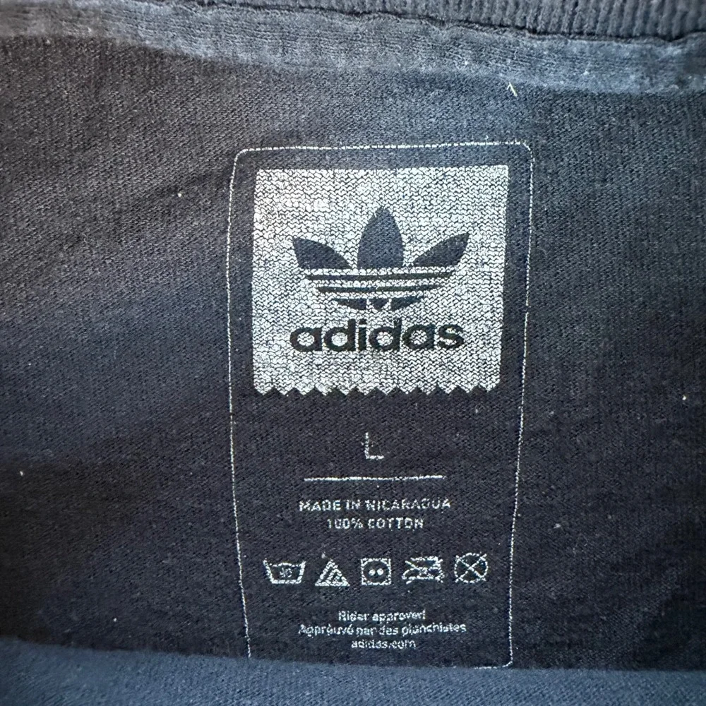 A+ Adidas Originals Mens Large Black Floral Rose Trefoil Graphic T-Shirt Cotton